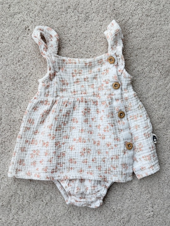 Rabbit + Bear Other - Rabbit + Bear Cream Floral Button-Front Romper Dress with Bloomers